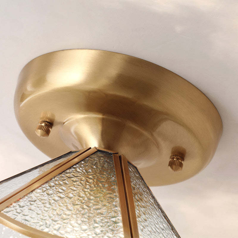 Classic Scalloped Glass Ceiling Flush Mount In Brass - Timeless Elegance For Your