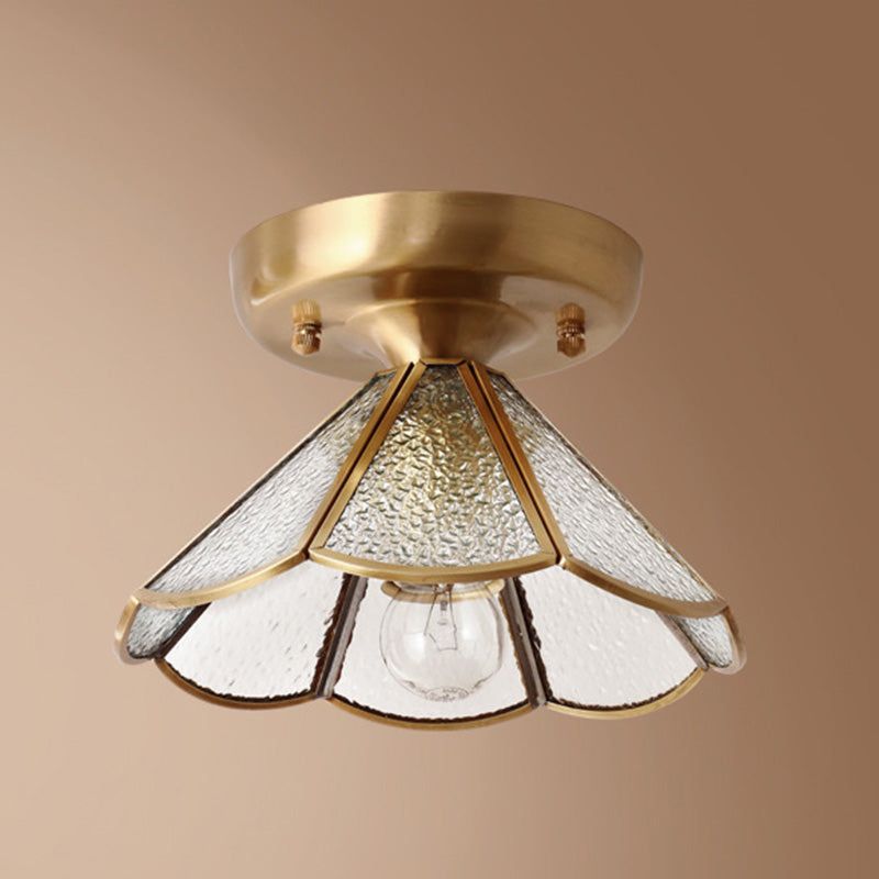 Classic Scalloped Glass Ceiling Flush Mount In Brass - Timeless Elegance For Your