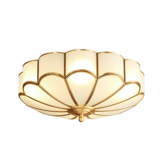 Classic Glass Brass Flush Mount Ceiling Light Fixture - Flower Bedroom