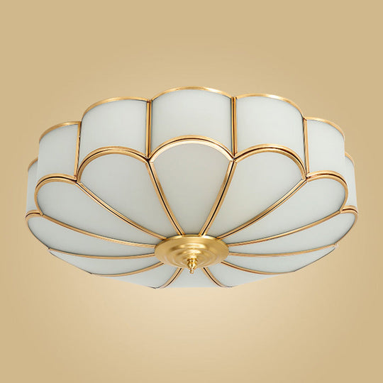 Classic Glass Brass Flush Mount Ceiling Light Fixture - Flower Bedroom