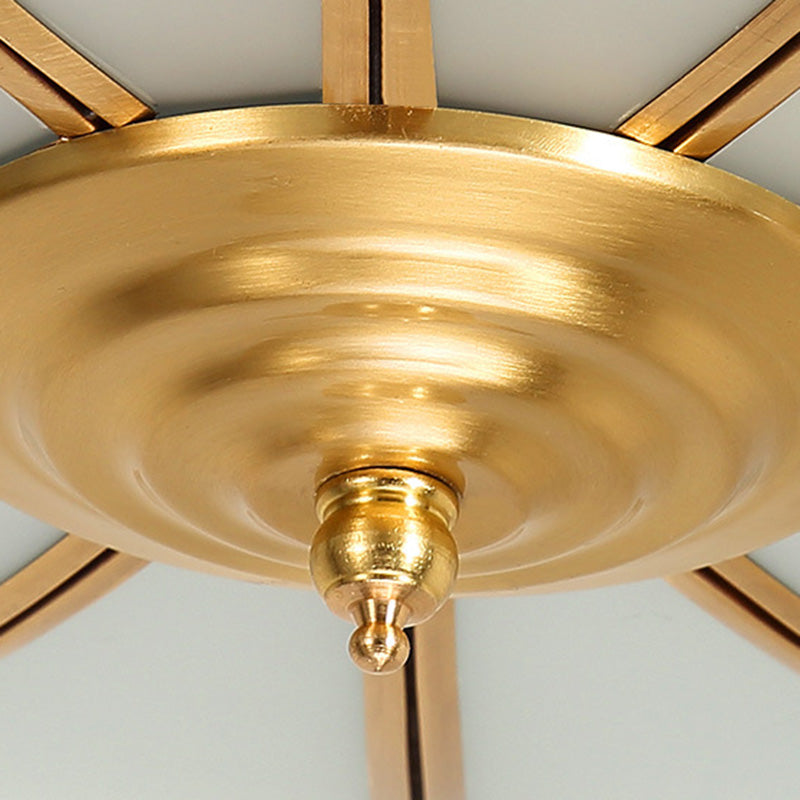 Classic Glass Brass Flush Mount Ceiling Light Fixture - Flower Bedroom