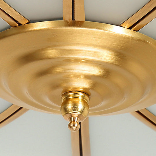 Classic Glass Brass Flush Mount Ceiling Light Fixture - Flower Bedroom