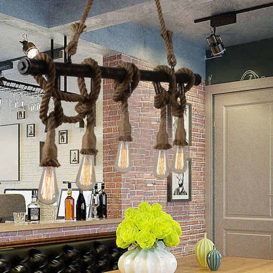 Industrial Metal Beige Chandelier Lighting Fixture For Linear Restaurant Island