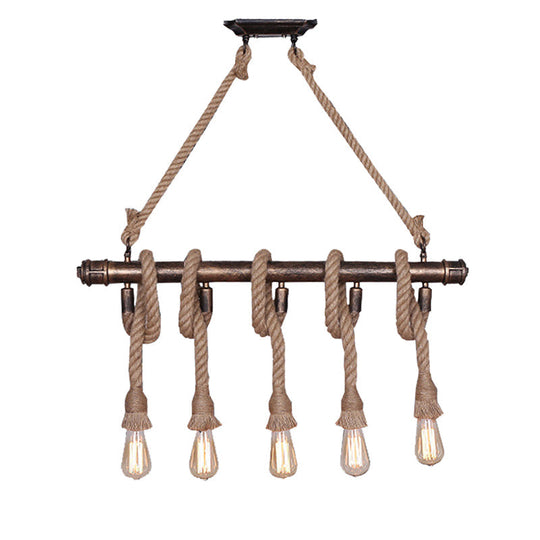 Industrial Metal Beige Chandelier Lighting Fixture For Linear Restaurant Island