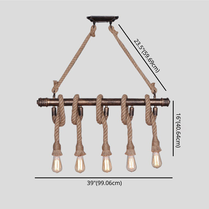 Industrial Metal Beige Chandelier Lighting Fixture For Linear Restaurant Island