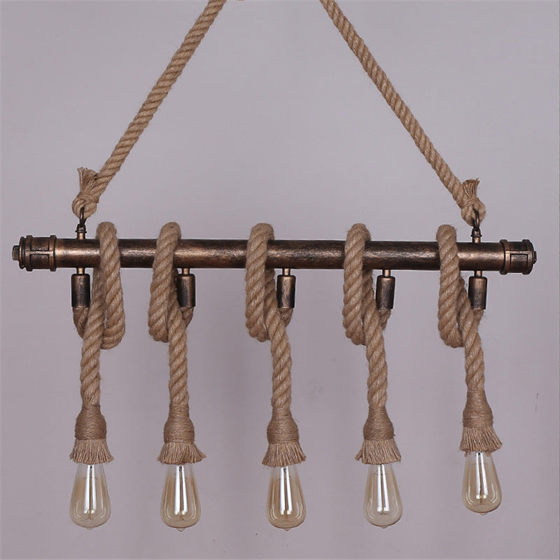 Industrial Metal Beige Chandelier Lighting Fixture For Linear Restaurant Island