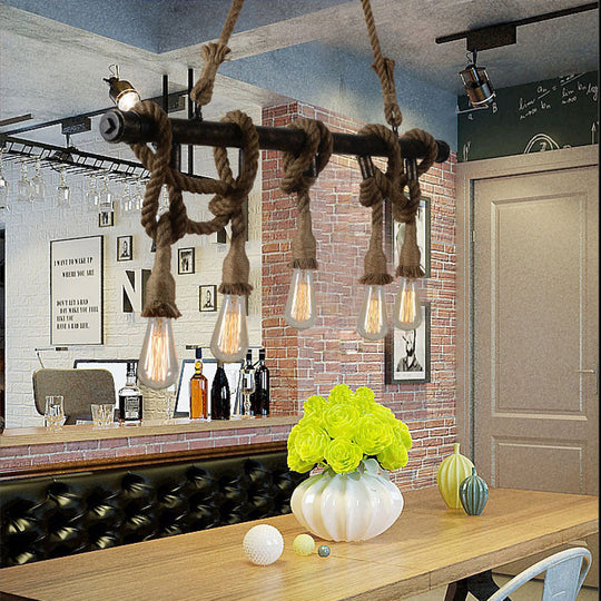 Industrial Metal Beige Chandelier Lighting Fixture For Linear Restaurant Island