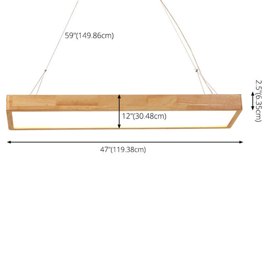 Modern Style Led Wooden Island Ceiling Light Fixture - Wood Rectangle Design