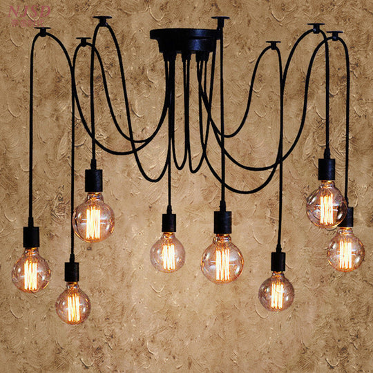 Retro Industrial Style Multi-Head Hanging Light: Spider Shaped Pendant Lamp For Bar