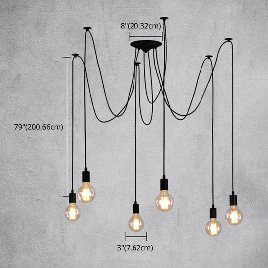 Retro Industrial Style Multi-Head Hanging Light: Spider Shaped Pendant Lamp For Bar