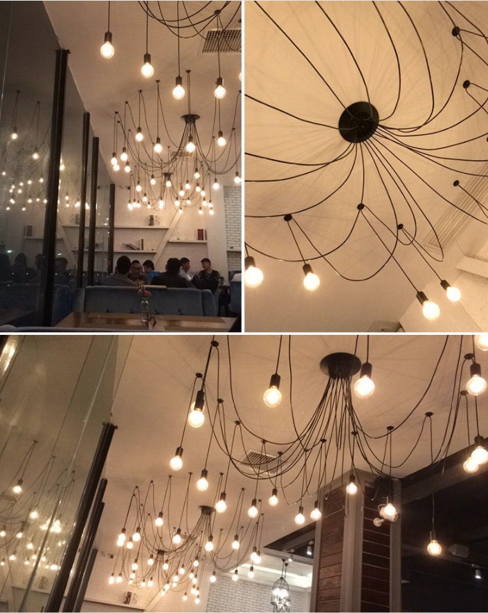 Retro Industrial Style Multi-Head Hanging Light: Spider Shaped Pendant Lamp For Bar