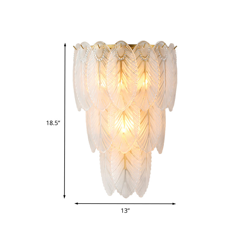 Postmodern White Prismatic Glass Tiered Wall Light Fixture - 2/3 Lights Corridor Sconce