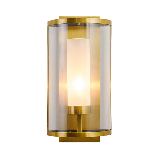 Colonial Clear Glass Gold Wall Lamp - Bedroom Mount Lighting With 1 Light