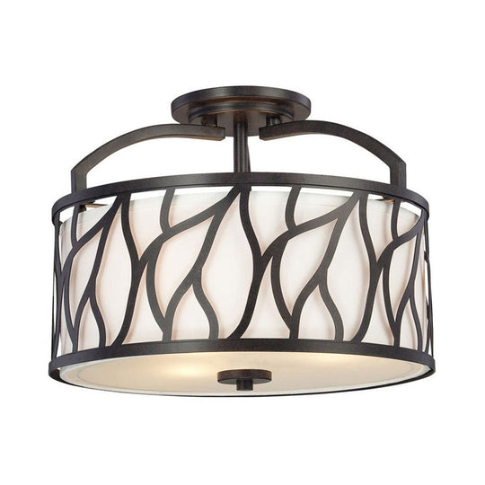 Contemporary 4-Light Black Flush Mount Lamp with Branch Pattern