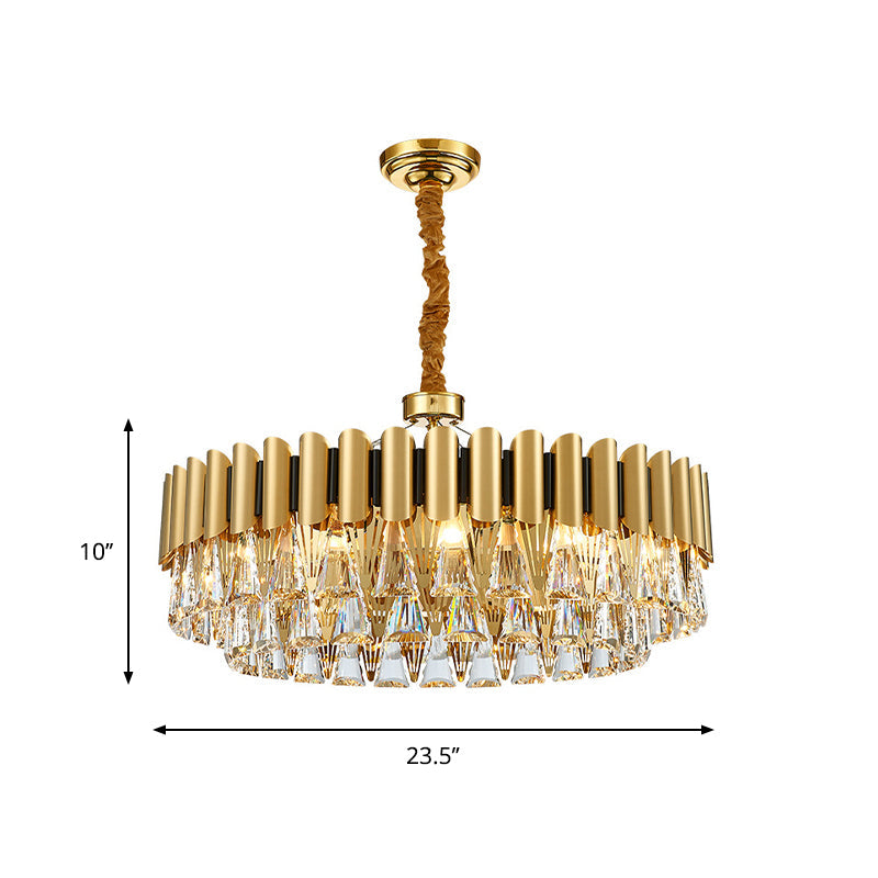 Lustre en cristal moderniste à 4 niveaux - Luminaire suspendu doré - 8/12 lumières