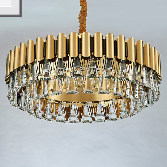 Lustre en cristal moderniste à 4 niveaux - Luminaire suspendu doré - 8/12 lumières