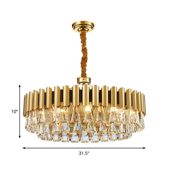 Lustre en cristal moderniste à 4 niveaux - Luminaire suspendu doré - 8/12 lumières