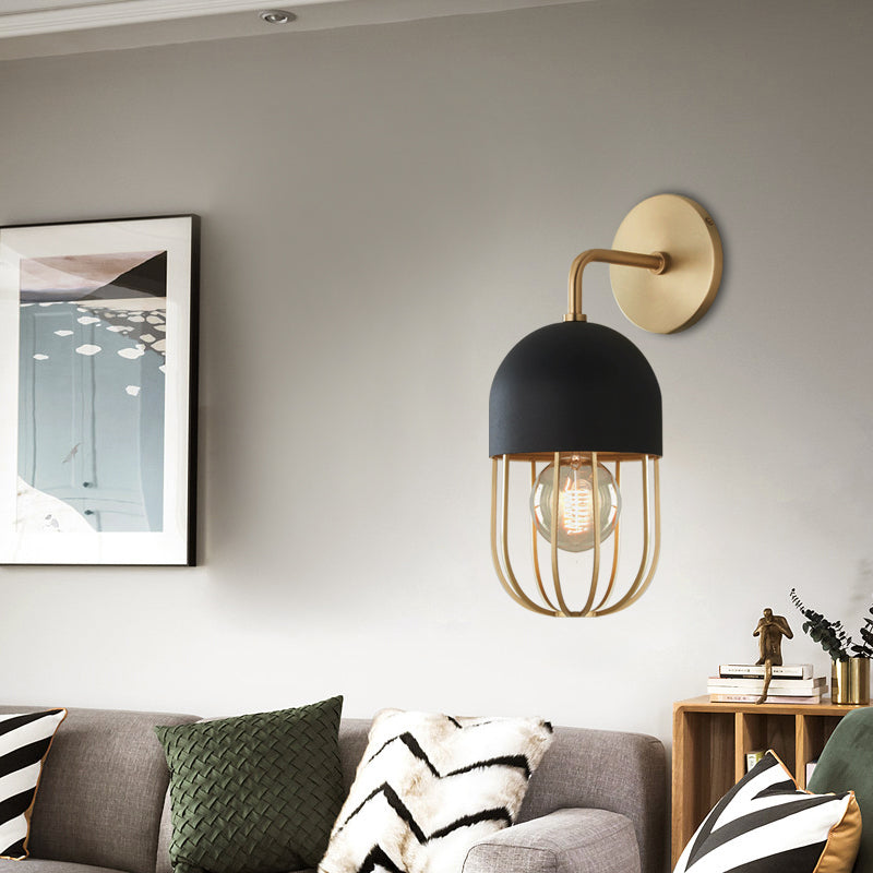 Modern Oblong Wall Sconce In Gold - 1 Bulb Metallic Light