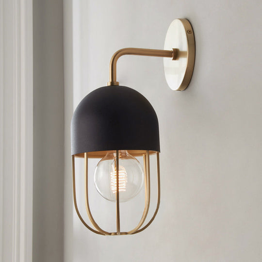 Modern Oblong Wall Sconce In Gold - 1 Bulb Metallic Light