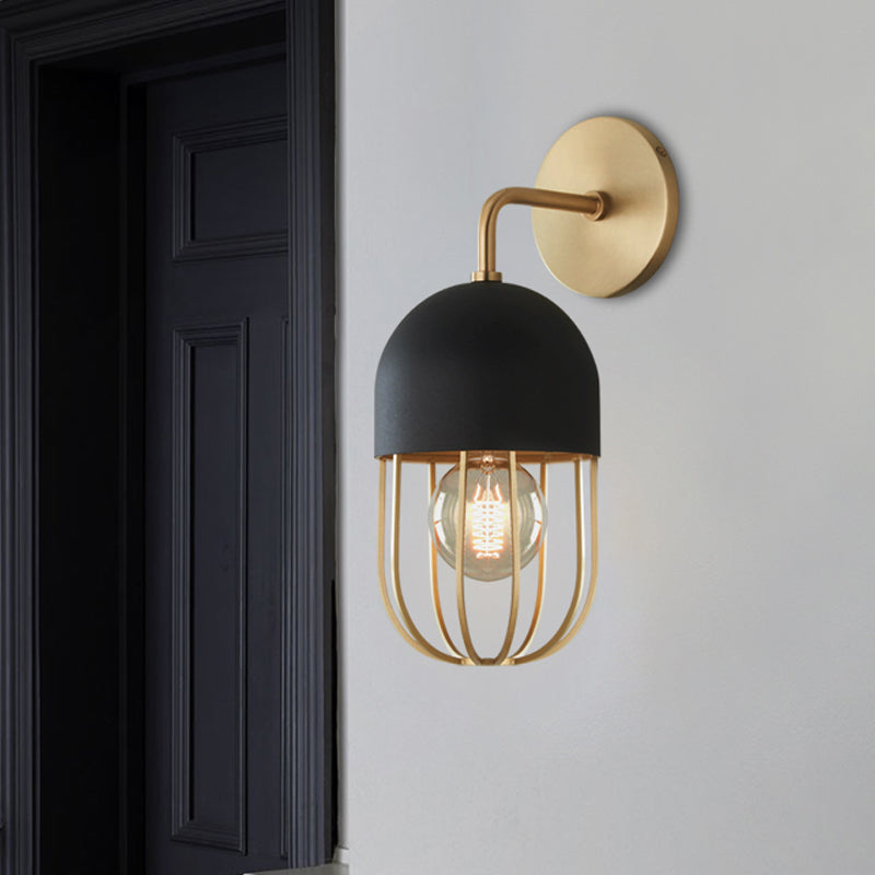 Modern Oblong Wall Sconce In Gold - 1 Bulb Metallic Light