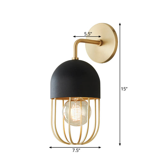 Modern Oblong Wall Sconce In Gold - 1 Bulb Metallic Light