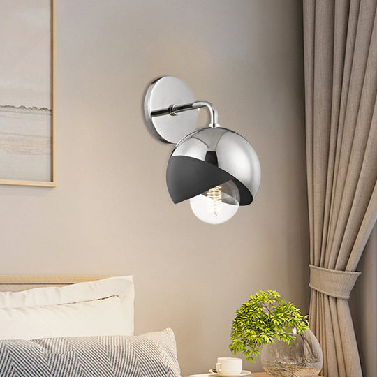 Modernist Metal Wall Lamp With Open Bottom 1 Light Globe - Chrome/Gold/Rose Gold Finish