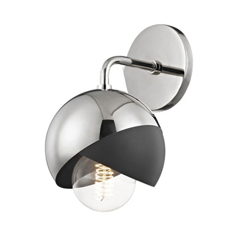 Modernist Metal Wall Lamp With Open Bottom 1 Light Globe - Chrome/Gold/Rose Gold Finish