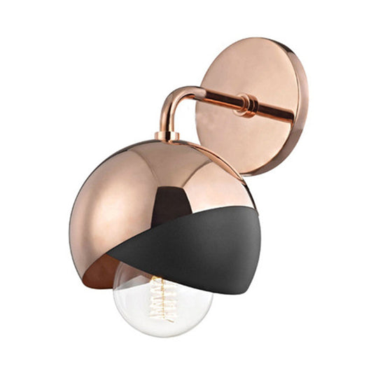 Modernist Metal Wall Lamp With Open Bottom 1 Light Globe - Chrome/Gold/Rose Gold Finish