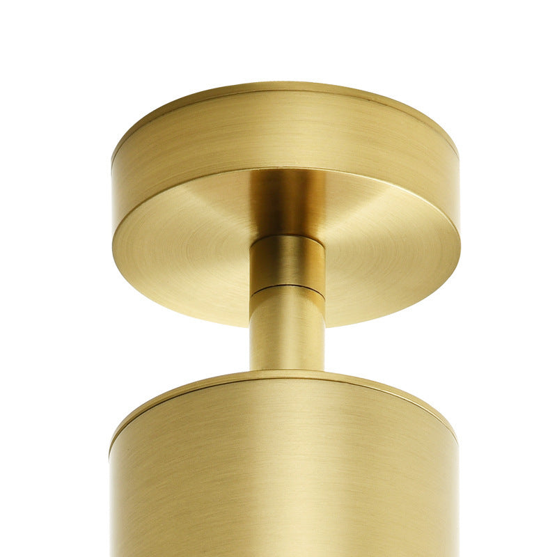 Golden 1-Head Contemporary Wall Sconce With Metallic Cylindrical Surface Mount