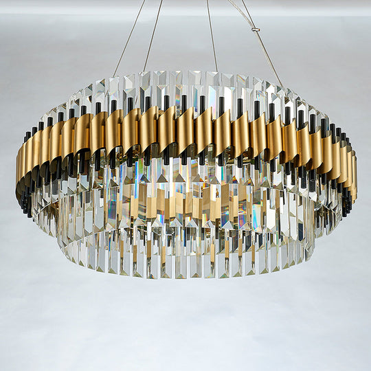 Suspension contemporaine en cristal - Lustre doré à 12/16 ampoules