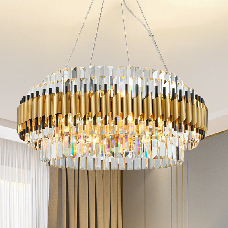 Suspension contemporaine en cristal - Lustre doré à 12/16 ampoules