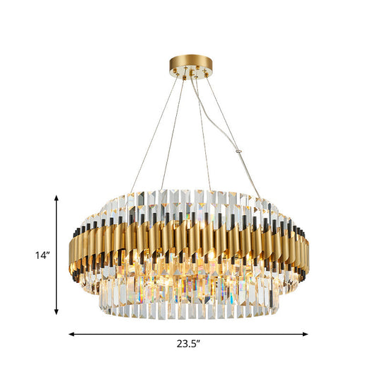 Suspension contemporaine en cristal - Lustre doré à 12/16 ampoules