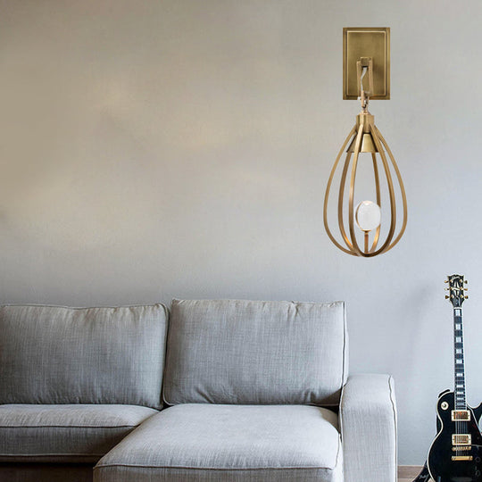 Modern Gold Teardrop Wall Sconce - Metal Surface Mount Light