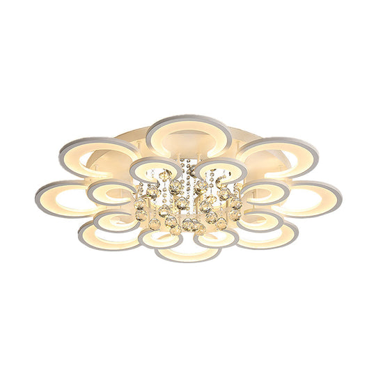 Lampe à LED en cristal à motif floral blanc moderne avec éclairage chaleureux