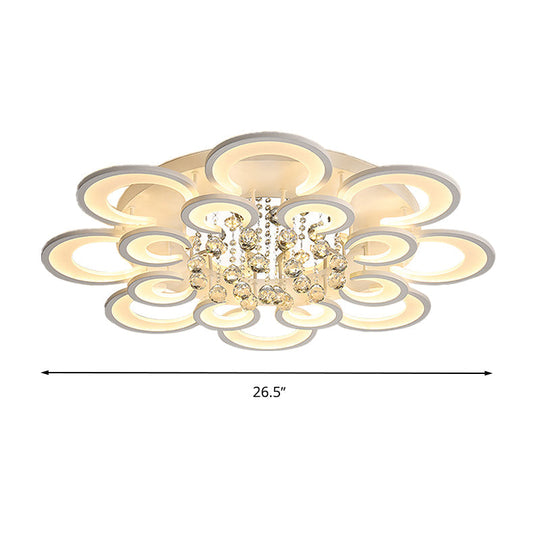 Lampe à LED en cristal à motif floral blanc moderne avec éclairage chaleureux