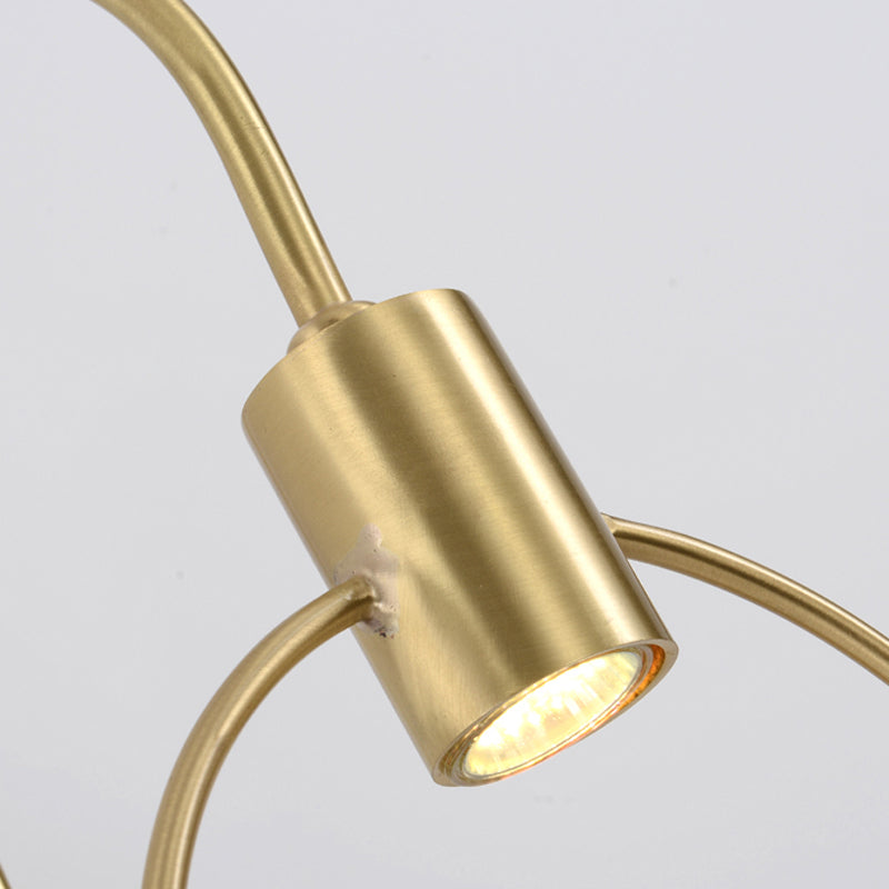 Modern Gold Finish Gooseneck Wall Lamp With Metallic Sconce Fixture