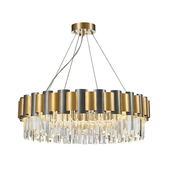 Modern Tiered Icicle Pendant Lamp - 8/12-Light Golden Chandelier Clear Crystal