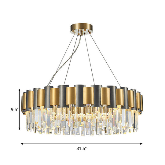 Modern Tiered Icicle Pendant Lamp - 8/12-Light Golden Chandelier Clear Crystal