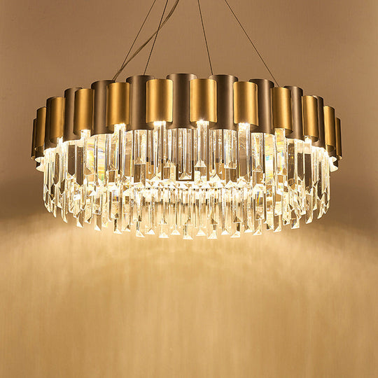 Modern Tiered Icicle Pendant Lamp - 8/12-Light Golden Chandelier Clear Crystal