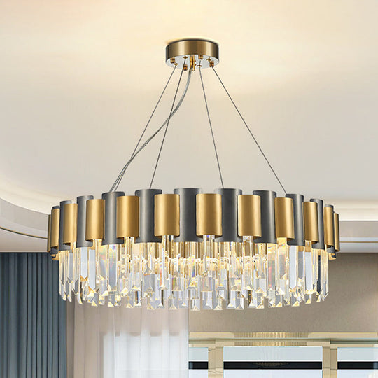 Modern Tiered Icicle Pendant Lamp - 8/12-Light Golden Chandelier Clear Crystal