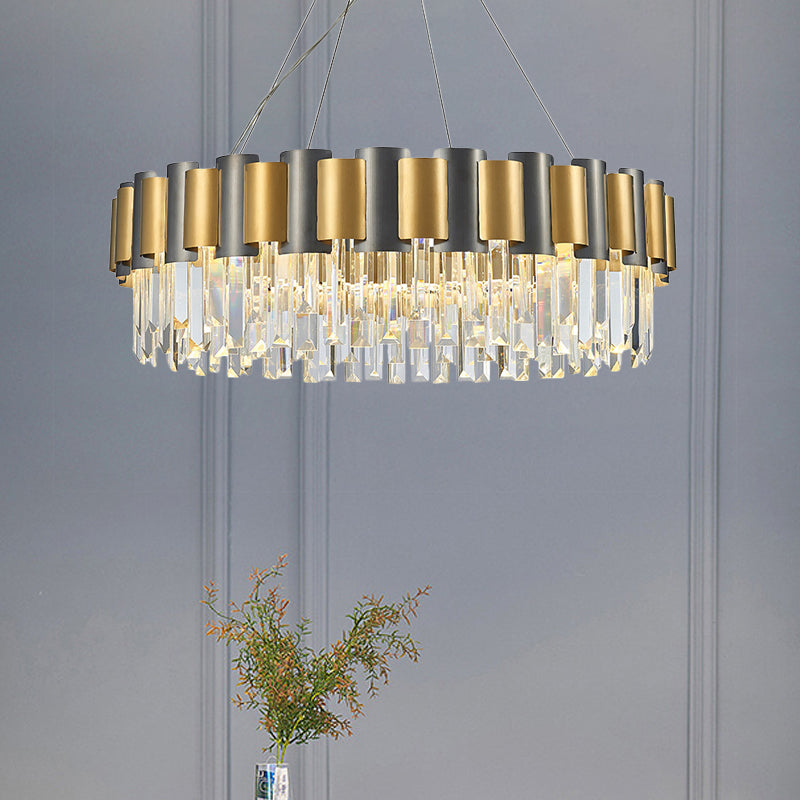 Modern Tiered Icicle Pendant Lamp - 8/12-Light Golden Chandelier Clear Crystal