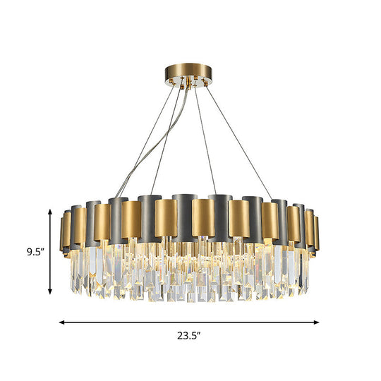 Modern Tiered Icicle Pendant Lamp - 8/12-Light Golden Chandelier Clear Crystal