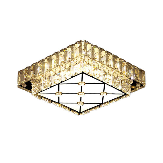 Modern Square Crystal Led Flush Mount Ceiling Light For Hallways