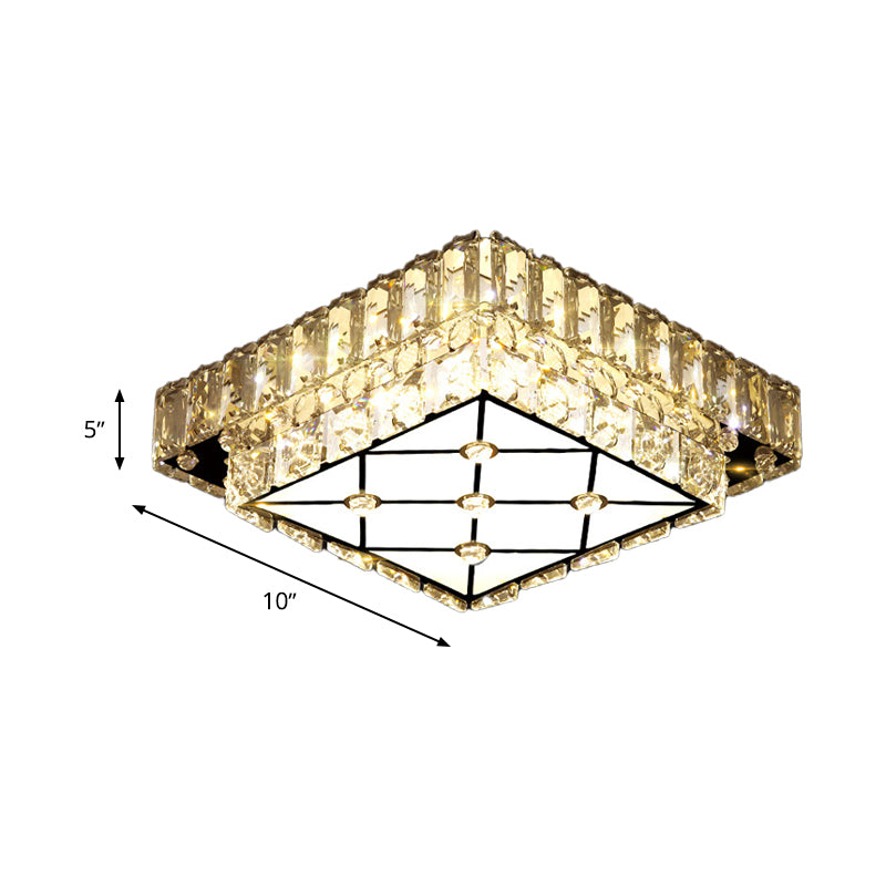 Modern Square Crystal Led Flush Mount Ceiling Light For Hallways