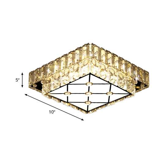 Modern Square Crystal Led Flush Mount Ceiling Light For Hallways