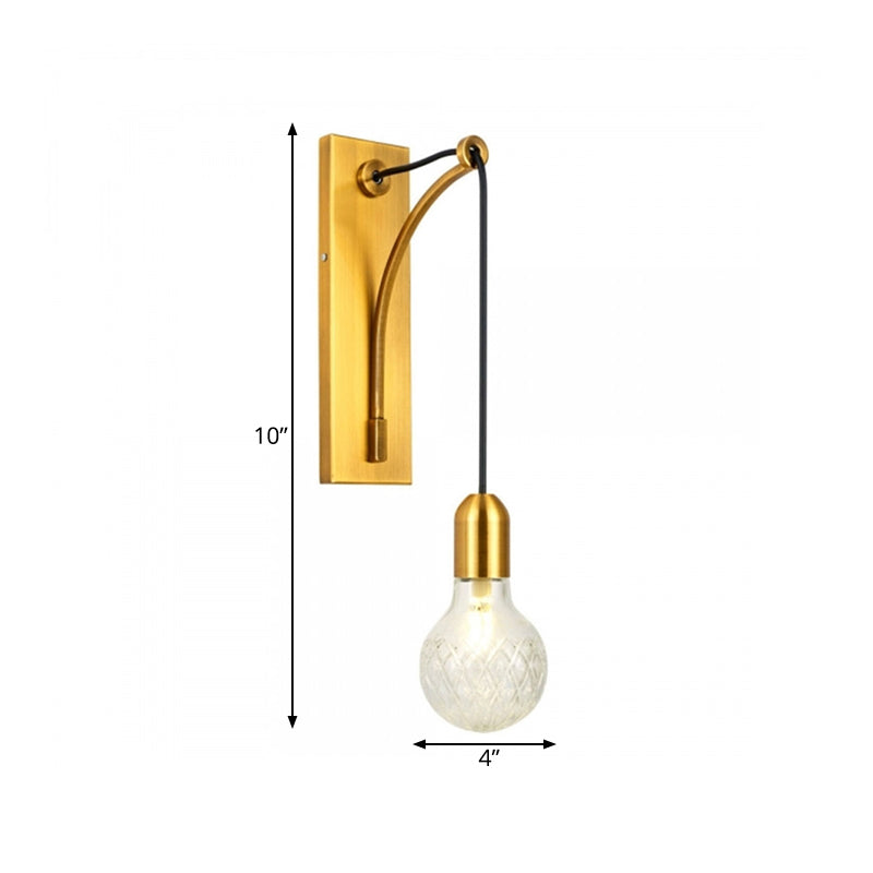 Minimalist Wall Sconce: Clear Glass Lattice With Gold Metal Backplate