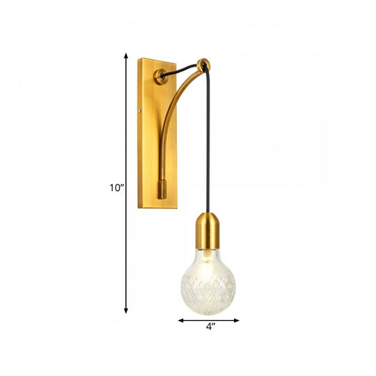 Minimalist Wall Sconce: Clear Glass Lattice With Gold Metal Backplate