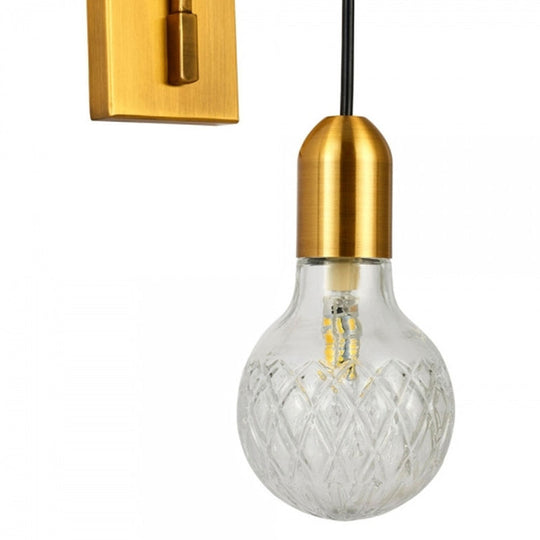 Minimalist Wall Sconce: Clear Glass Lattice With Gold Metal Backplate