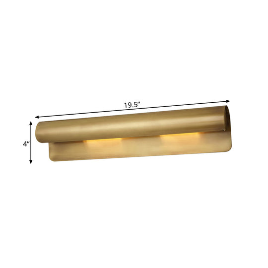 Wide Metal Brass Flush Mount Colonial Sconce Light For Bedroom - 10/19.5 Curve Style 1/2-Head