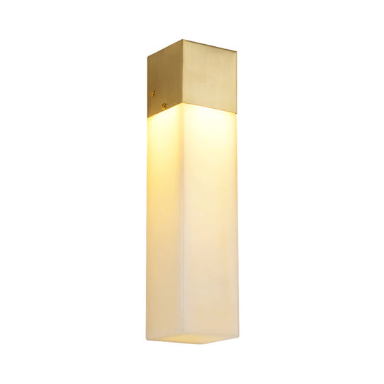 Textured White Resin Wall Light - Minimalist Cuboid Sconce Fixture